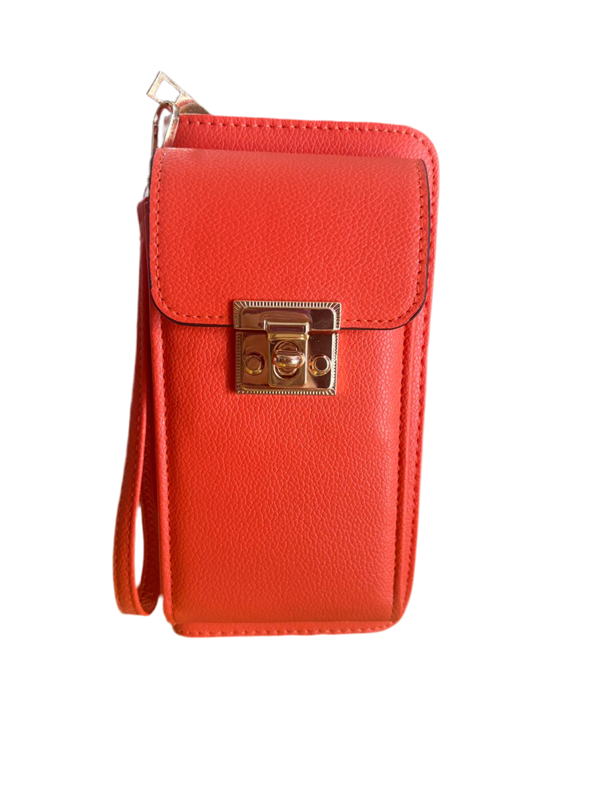 BRIGHT ORANGE CELLPHONE POCKET CROSSBODY WALLET
