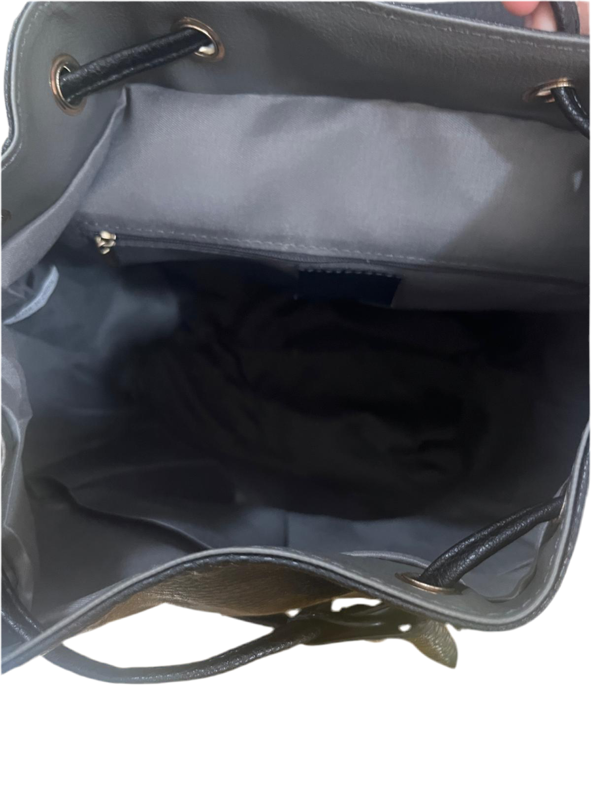 FAUX LEATHER BIG BLACK & GOLD BACKPACK