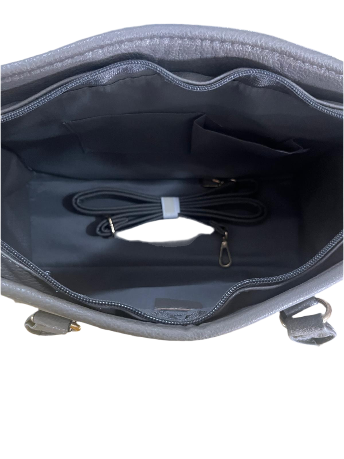 FAUX LEATHER REPTILE ACCENT GRAY HANDBAG