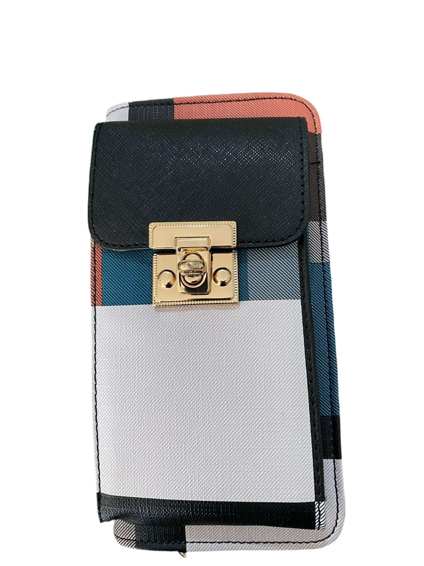 FAUX LEATHER CELLPHONE POCKET WALLET-PLAID