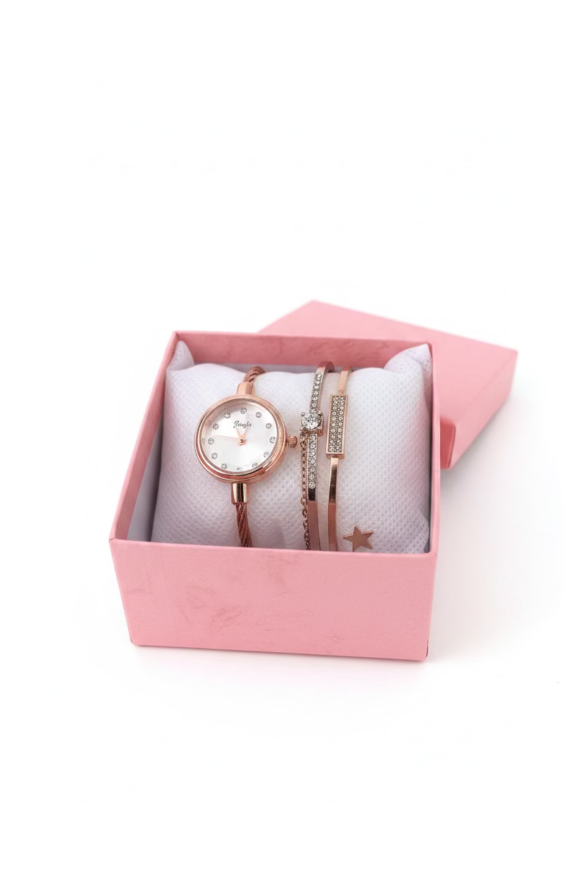 ROSE GOLD WATCH & BRACELET SET