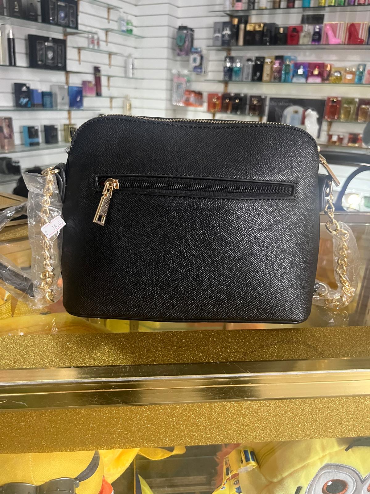 FAUX LEATHER SMALL BLACK SHOULDER BAG