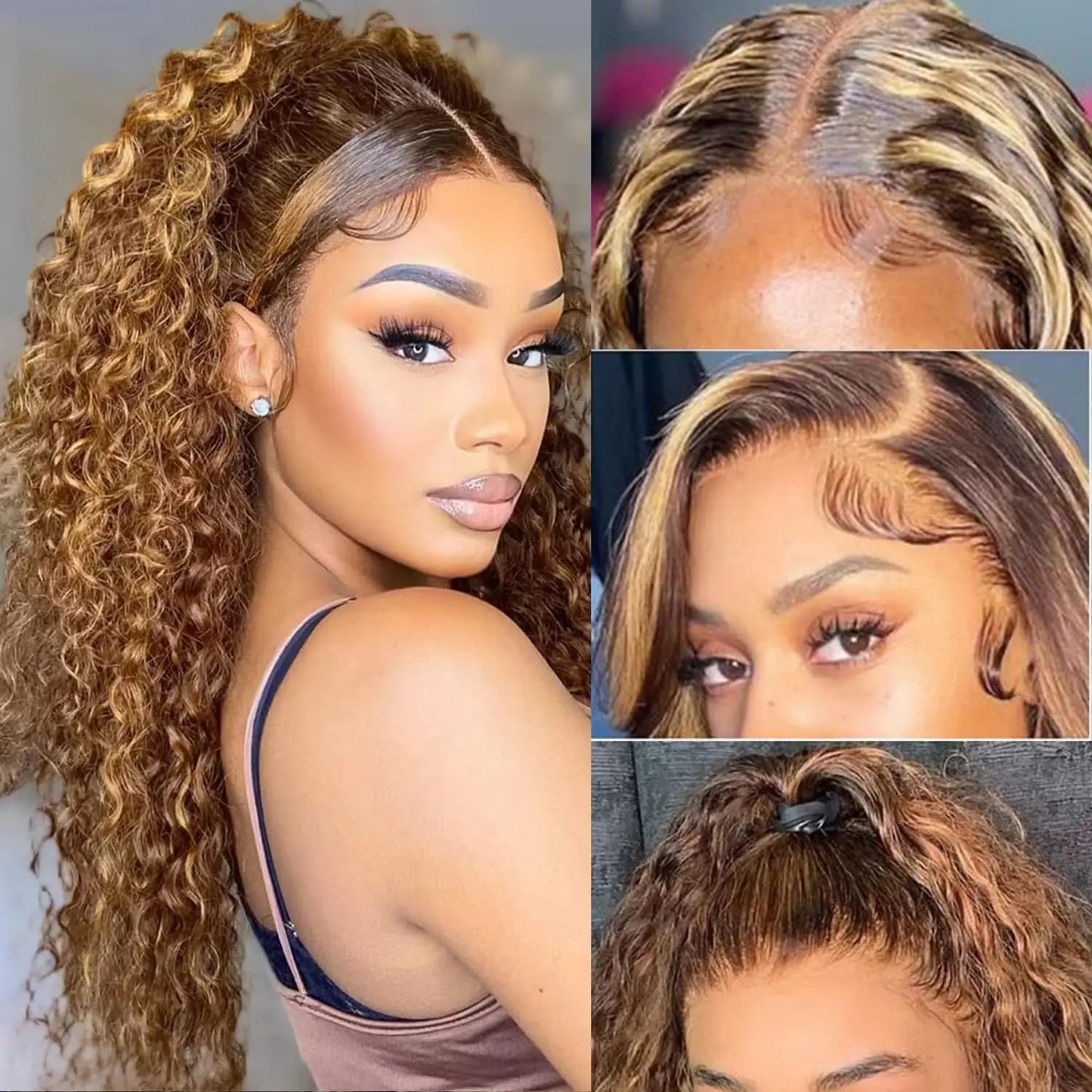 30 Inch Deep Wave Wigs Human Hair 4/27 Highlight Ombre Curly Human Hair Wigs 13x5 14x4 Lace Frontal Wig