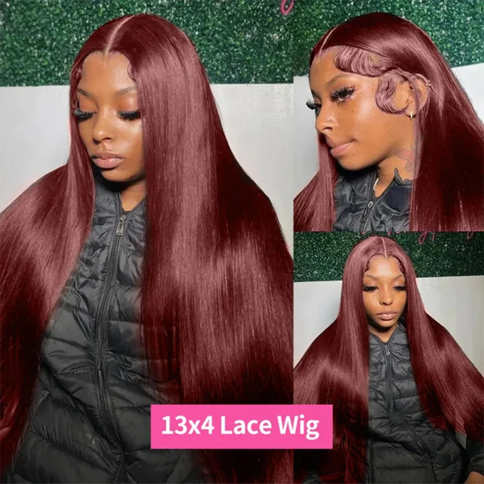 13x4 Reddish Brown Lace Front Wig Human Hair Bleached Brazilian Straight Colored Human Hair Wigs HD Lace Frontal Wig Pre Plucked