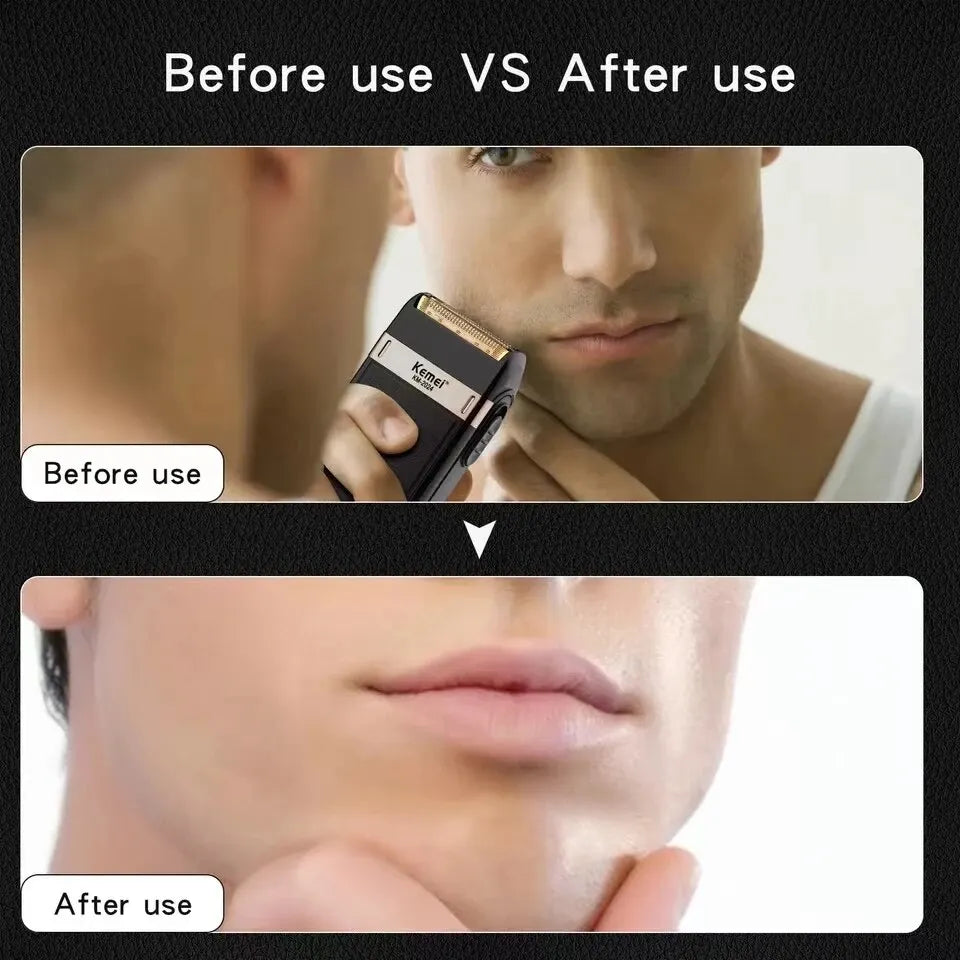 Kemei KM-2024 Electric Shaver Professional USB Rechargeable Men's Electric Shaver Leather Shell Waterproof Beard Trimmer