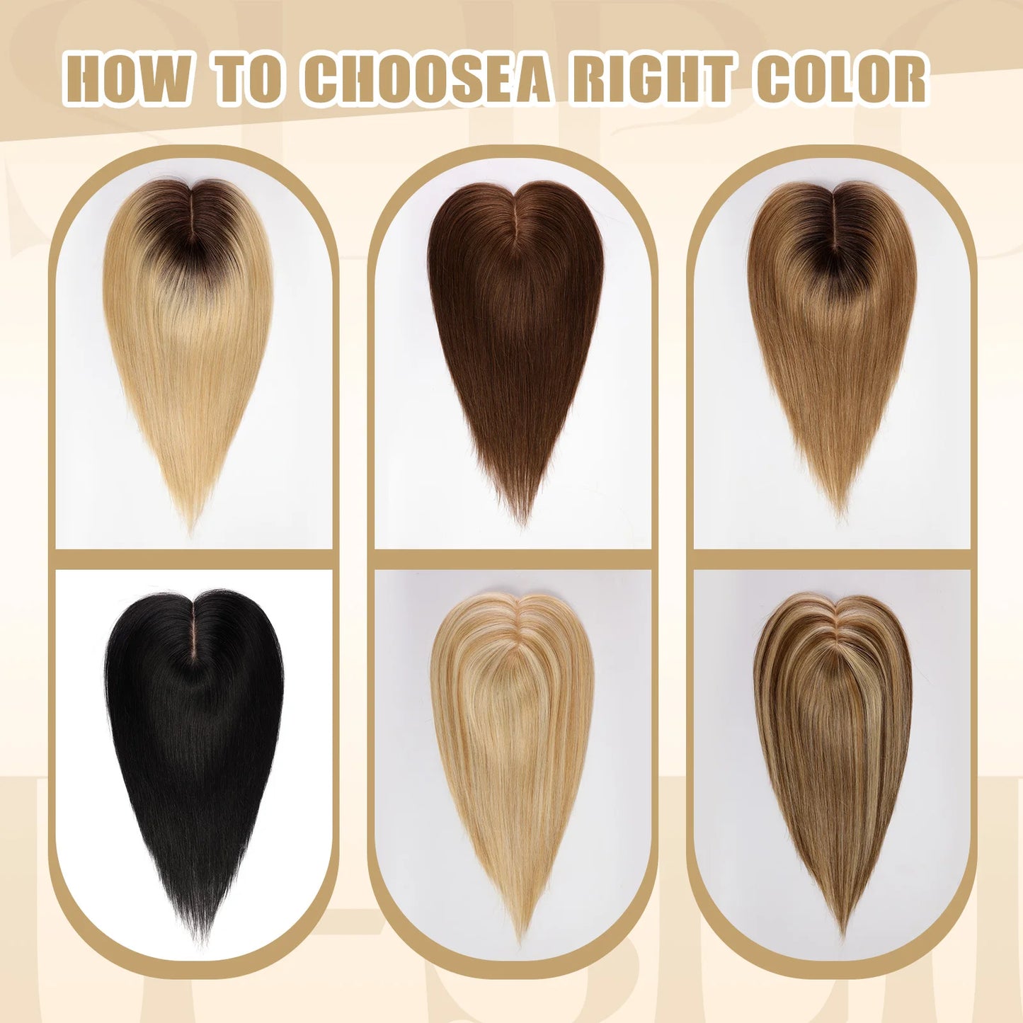 Blonde Gray Brown Remy Human Hair Toppers for Women 100% Remy Human Hairpieces Silk Base Clips in Hair Straight 12inches Toppers