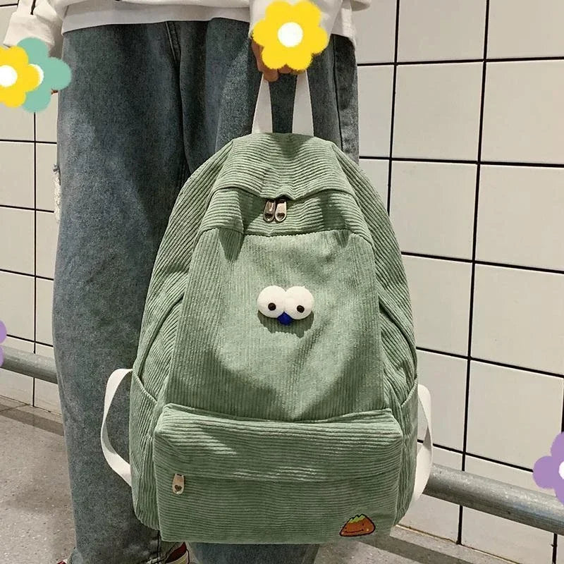 Large Capacity Corduroy Backpacks Teen Girls Schoolbag High School Student College Bookbag Classic Women Preppy Style