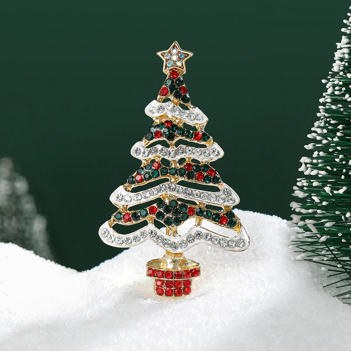 Beautiful Rhinestone Christmas Tree Brooches for Women Unisex Plant Pins Multi-color Fashion Jewellery Accessories Gifts