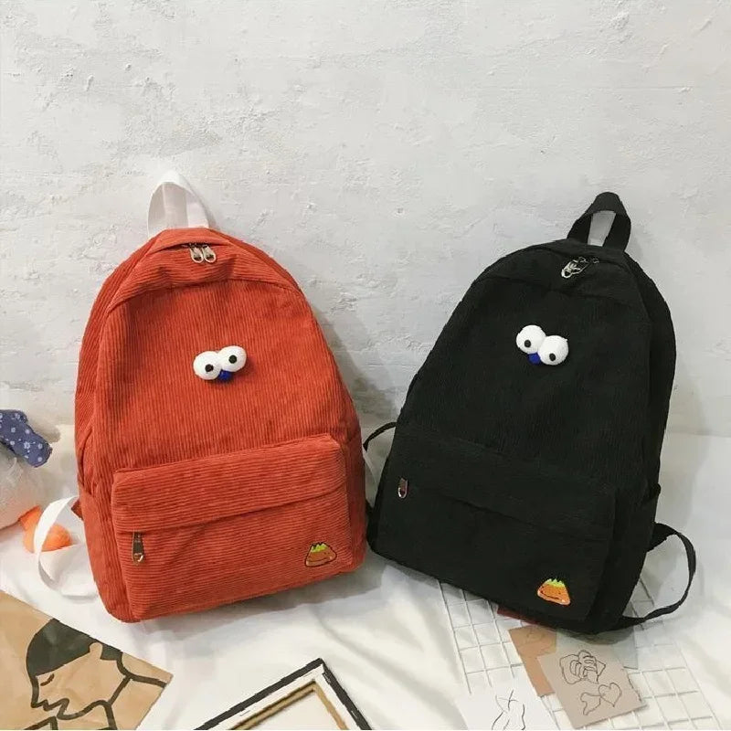 Large Capacity Corduroy Backpacks Teen Girls Schoolbag High School Student College Bookbag Classic Women Preppy Style