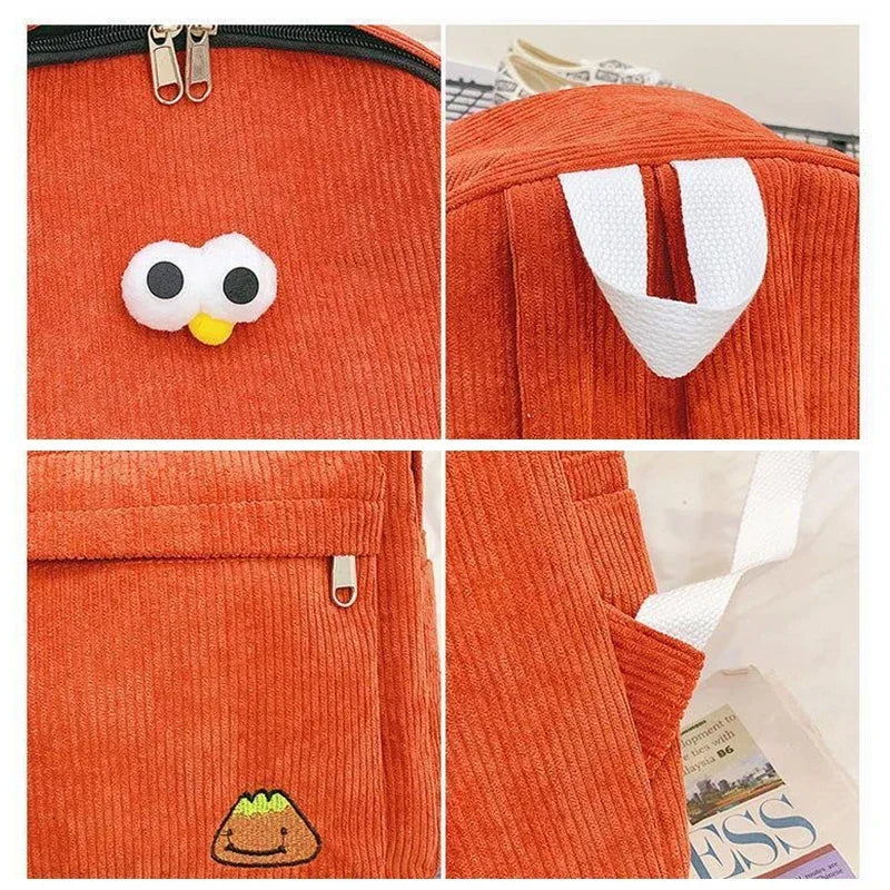 Large Capacity Corduroy Backpacks Teen Girls Schoolbag High School Student College Bookbag Classic Women Preppy Style