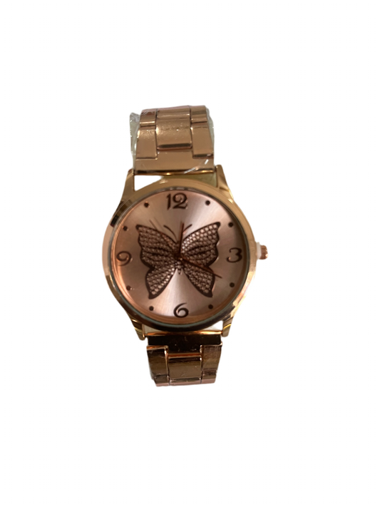 ROUND BIG BUTTERFLY ROSE GOLD WRISTWATCH