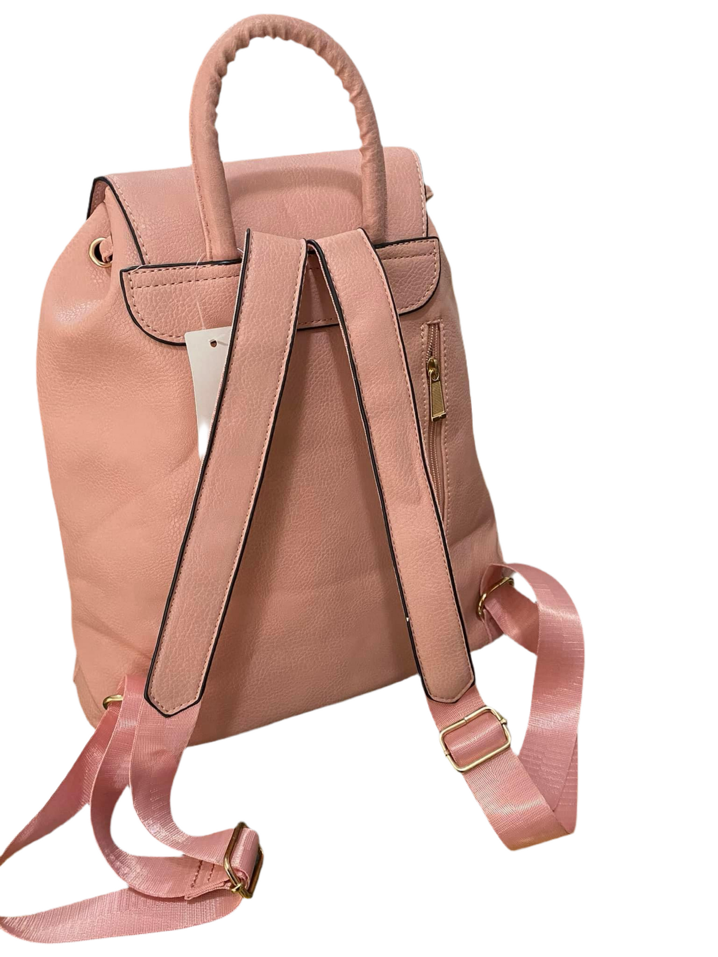 BIG FAUX LEATHER BACKPACK-PALE PINK