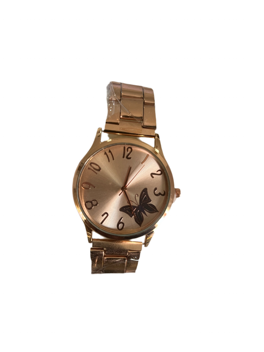 ROUND ROSE GOLD SMALL BUTTERFLY WRISTWATCH