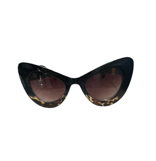 BLACK & ANIMAL PRINT CAT EYE SUNGLASSES