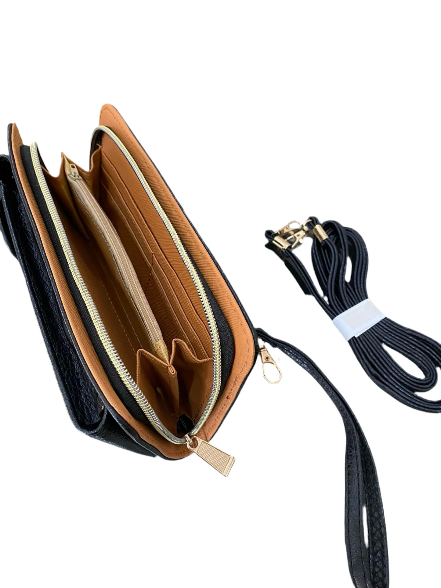 FAUX LEATHER CELLPHONE POCKET WALLET-BLACK