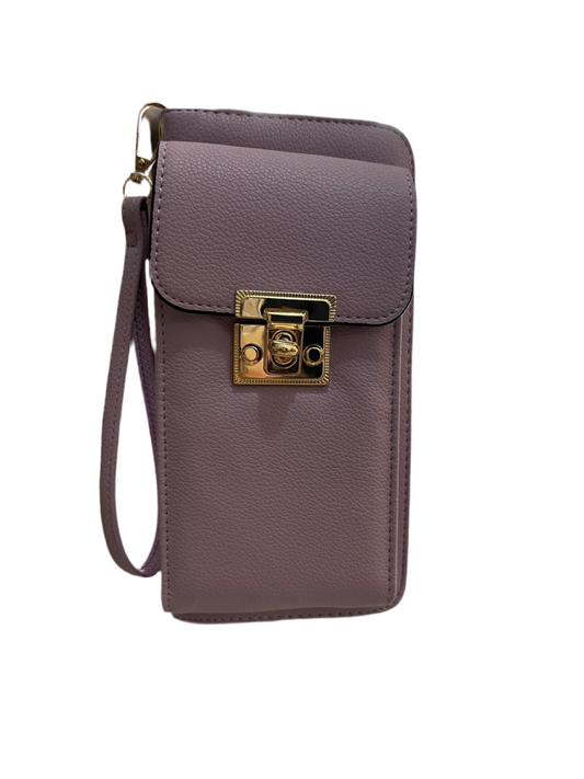 FAUX LEATHER CELLPHONE POCKET WALLET-LILAC