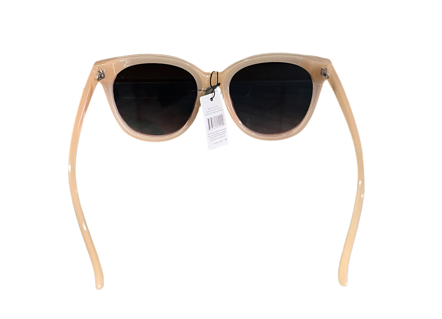 FASHION DESIGNER INSPIRED SUNGLASSES-BEIGE (ROSE GOLD IRIDESCENT LENSES)