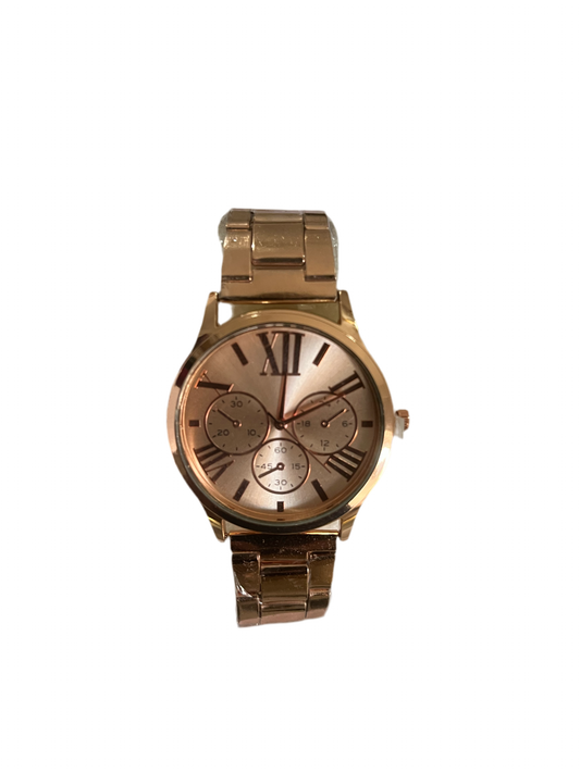 ROUND ROMAN NUMBERS ROSE GOLD WRISTWATCH