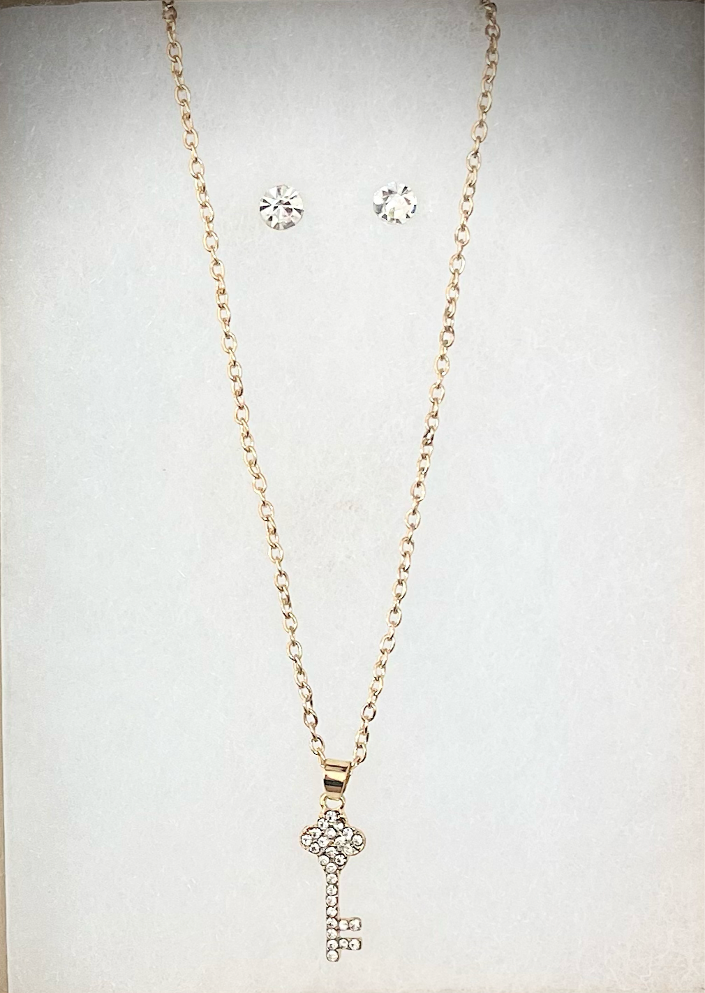 KEY NECKLACE & EARRINGS SET GOLD
