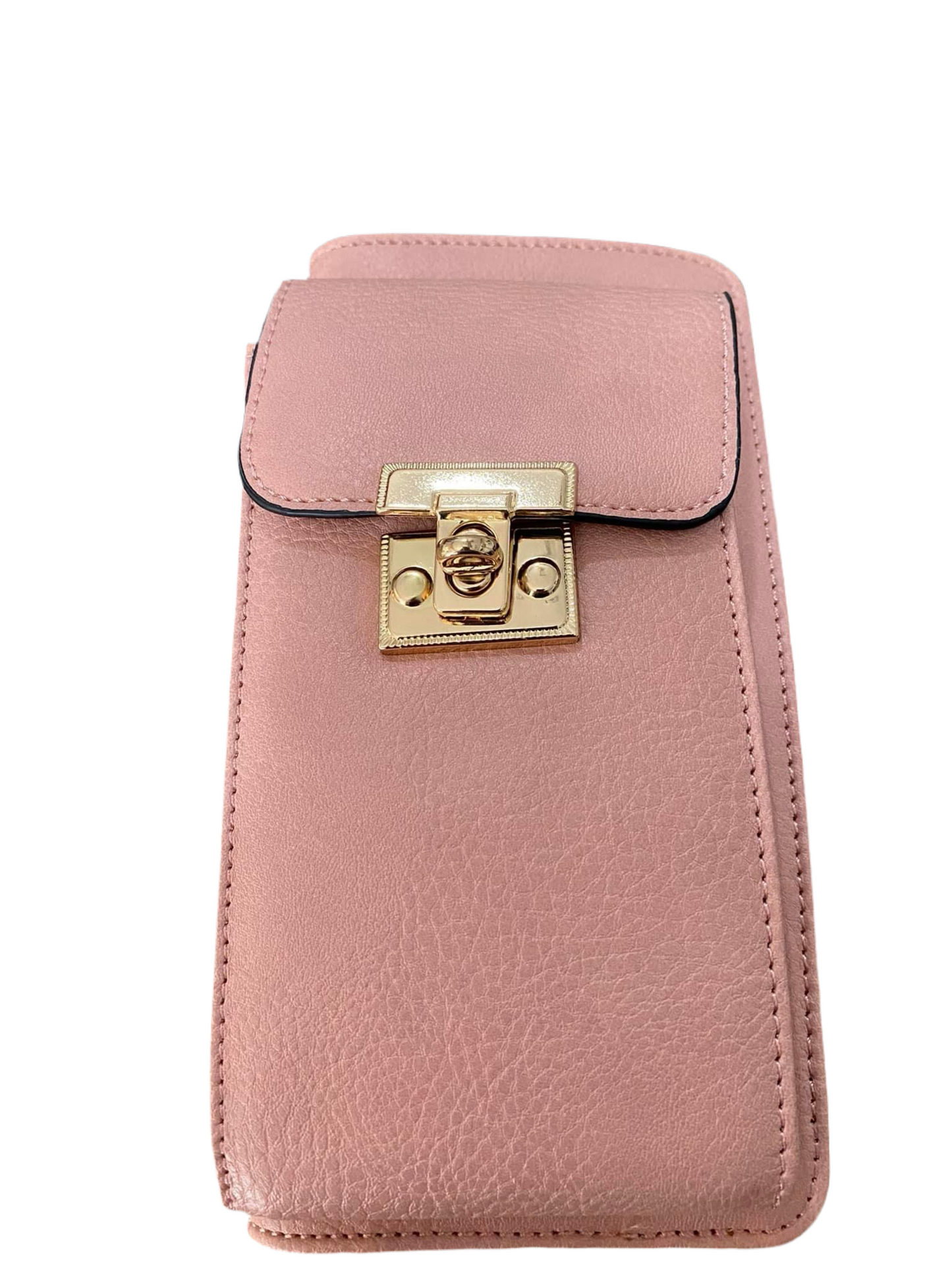 FAUX LEATHER CELLPHONE POCKET WALLET-PALE PINK