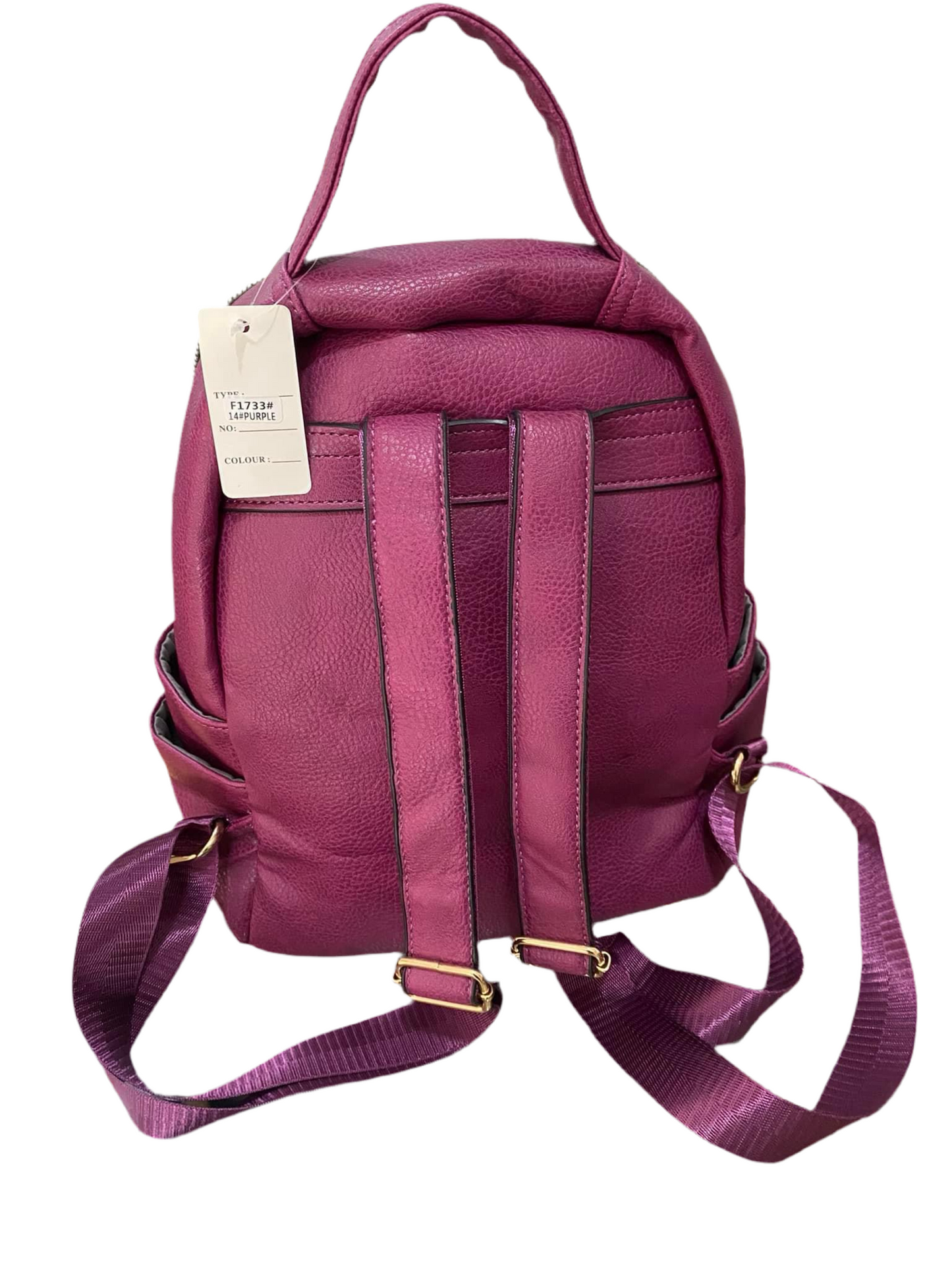 BIG FAUX LEATHER BACKPACK-MAGENTA