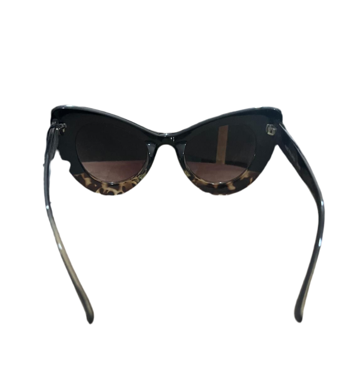 BLACK & ANIMAL PRINT CAT EYE SUNGLASSES