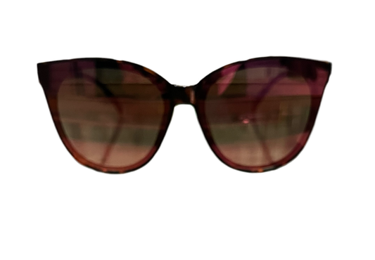 FASHION DESIGNER INSPIRED SUNGLASSES-BROWN (FUCHSIA IRIDESCENT LENSES)