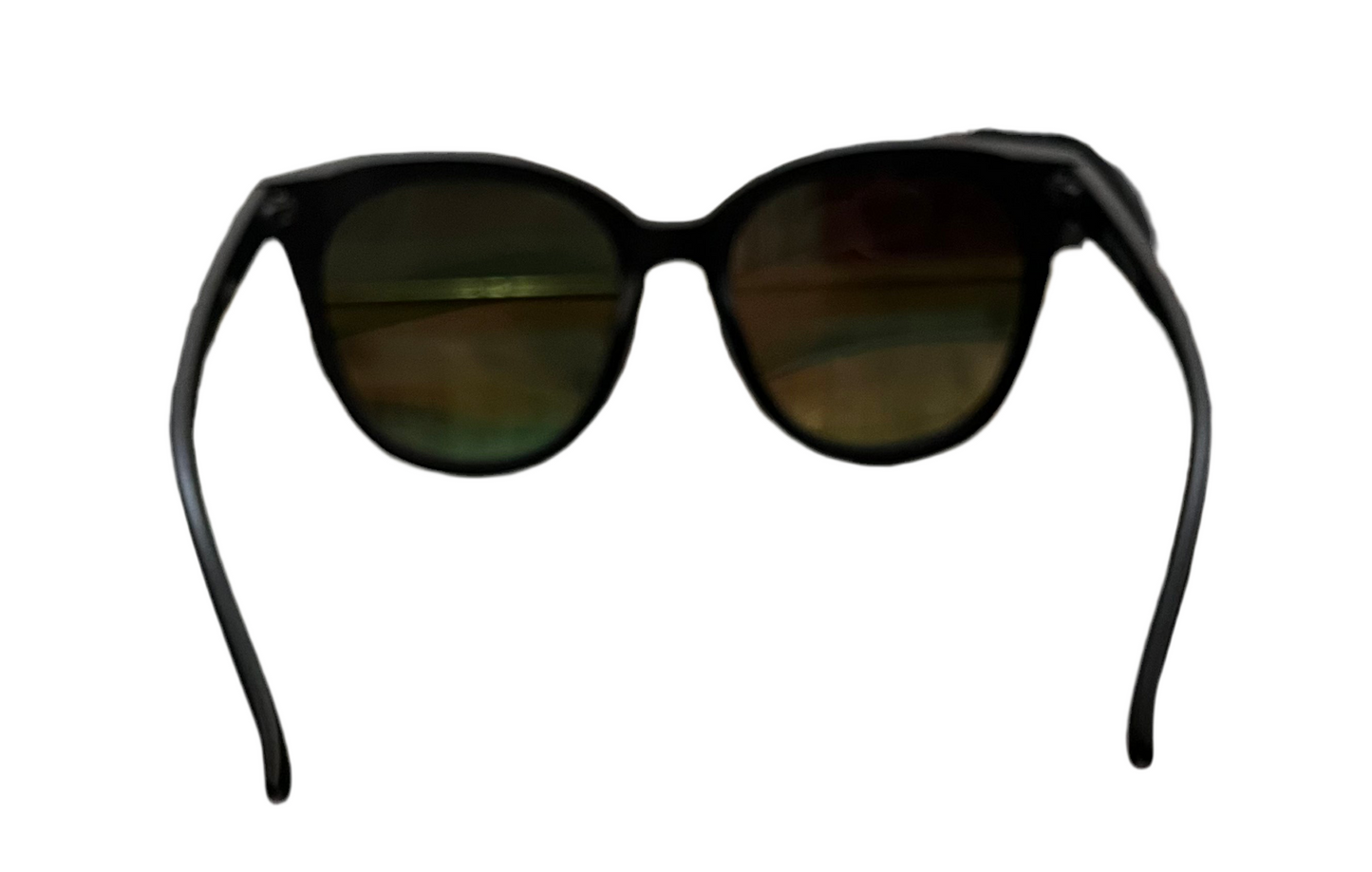 FASHION DESIGNER INSPIRED SUNGLASSES-BLACK (INDIGO IRIDESCENT LENSES)