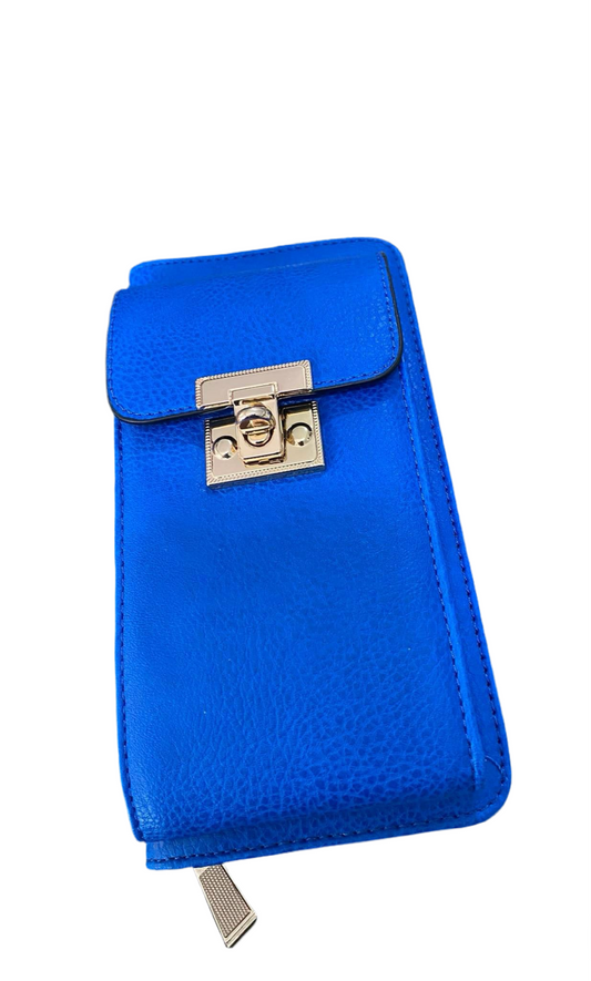 FAUX LEATHER CELLPHONE POCKET WALLET-ROYAL BLUE