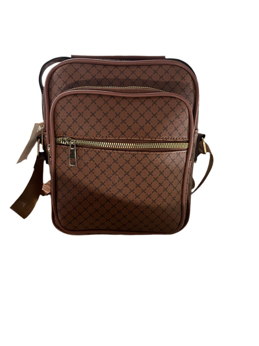 LOGO DESIGN BROWN CROSSBODY BAG