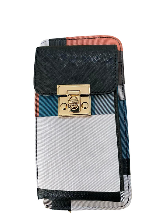 FAUX LEATHER CELLPHONE POCKET WALLET-PLAID