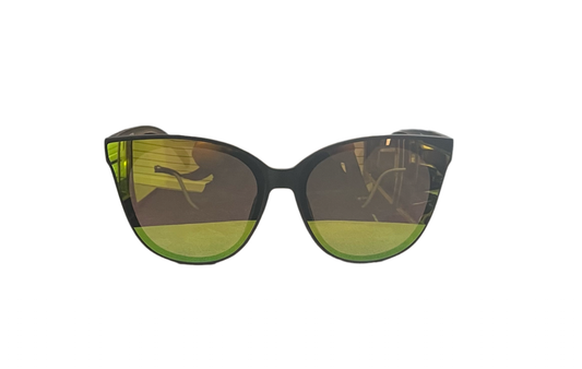 FASHION DESIGNER INSPIRED SUNGLASSES-BLACK (YELLOW IRIDESCENT LENSES)