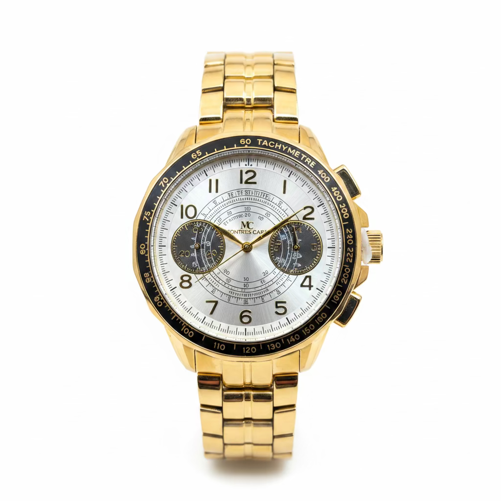 MONTRES CARLO WRISTWATCH GOLD-WHITE & BLACK
