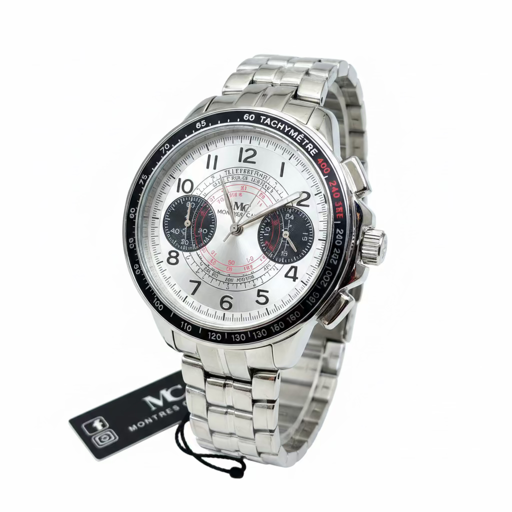 MONTRES CARLO WRISTWATCH SILVER-WHITE & BLACK