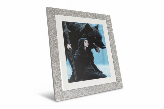 FANTASY DARK PRINCESS & WOLF 8X10” FRAMED ART POSTER