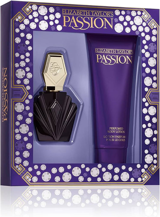 ELIZABETH TAYLOR PASSION 2PC GIFT SET EAU TOILETTE 1.5 FL OZ/PERFUMED BODY LOTION 6.8 FL OZ