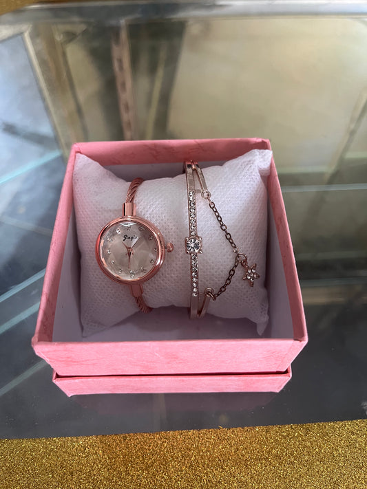 ROSE GOLD WATCH & BRACELET SET
