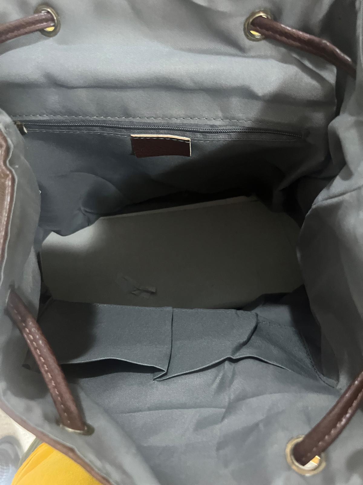 BIG FAUX LEATHER BACKPACK-BROWN