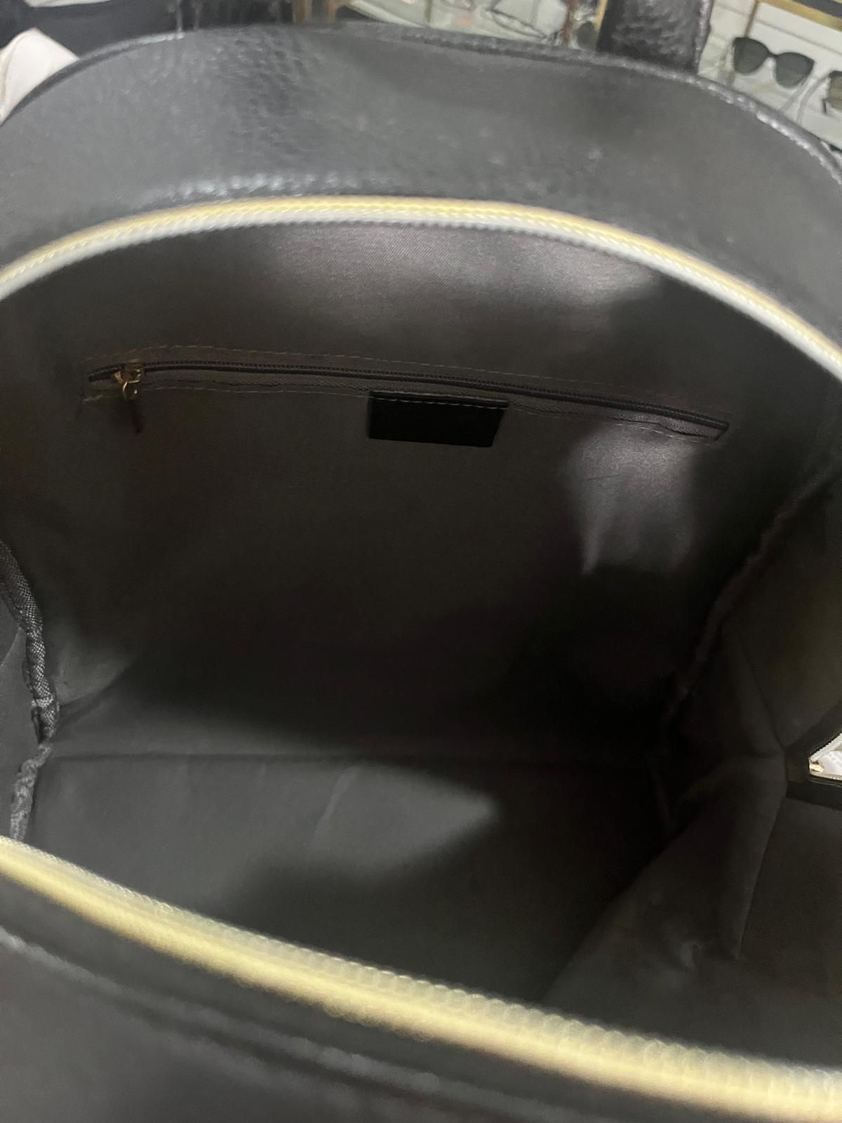 BIG FAUX LEATHER BACKPACK-BLACK