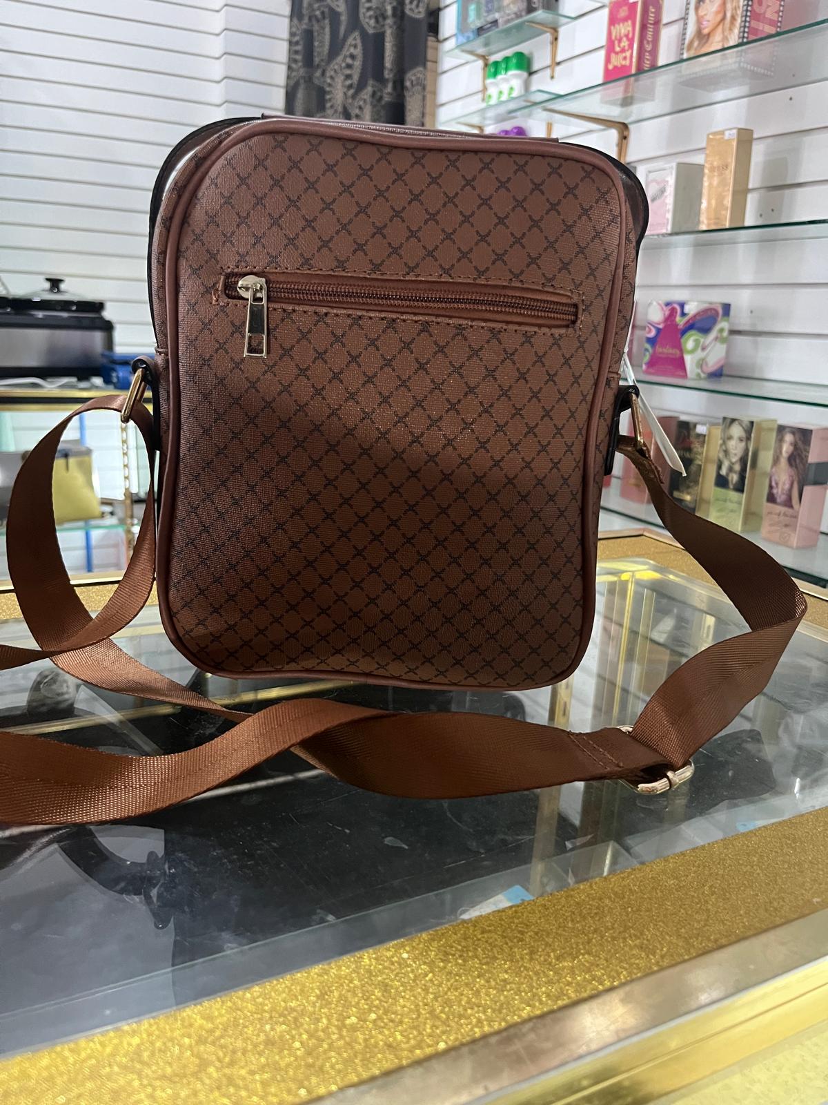 LOGO DESIGN BROWN CROSSBODY BAG