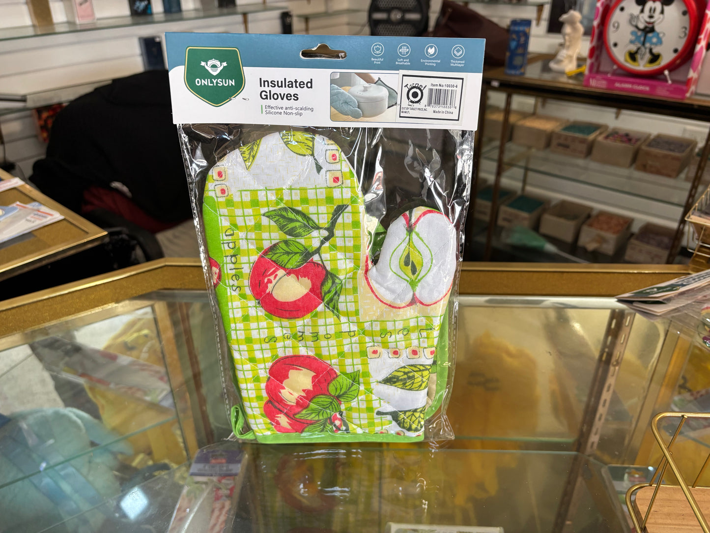 INSULATED GLOVE & POT MAT APPLE COMBO GREEN