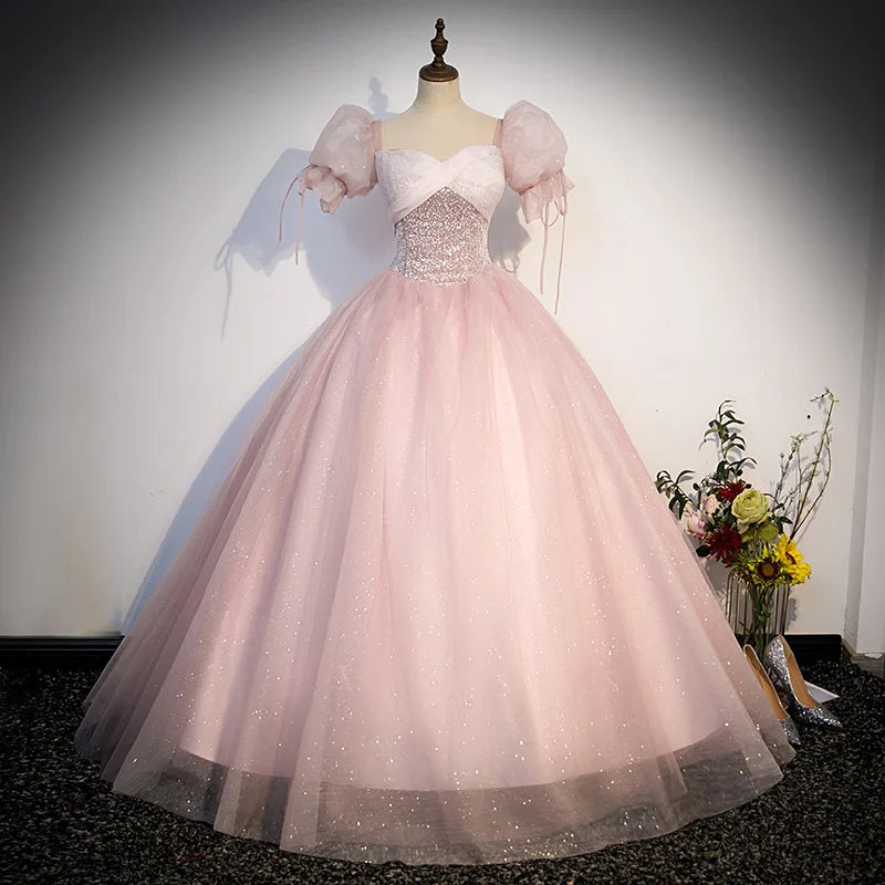 Quinceañera Dress Embroidery Long Puffy Dress Host Performance Graduation Dress Birthday Party Bride Bridesmaid