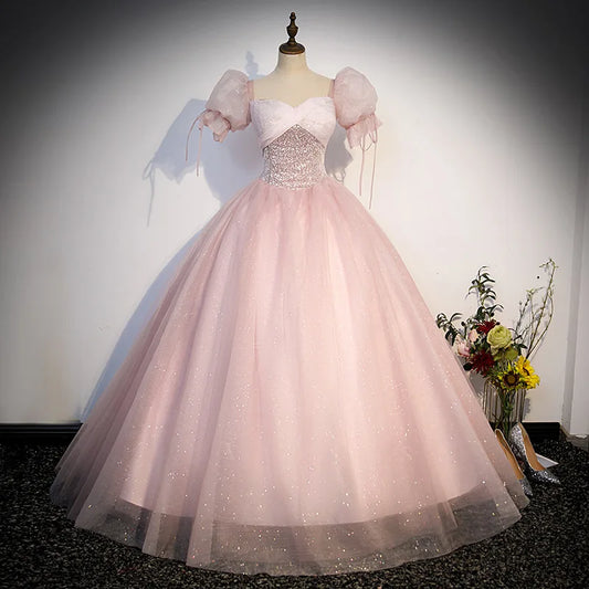 Quinceañera Dress Embroidery Long Puffy Dress Host Performance Graduation Dress Birthday Party Bride Bridesmaid
