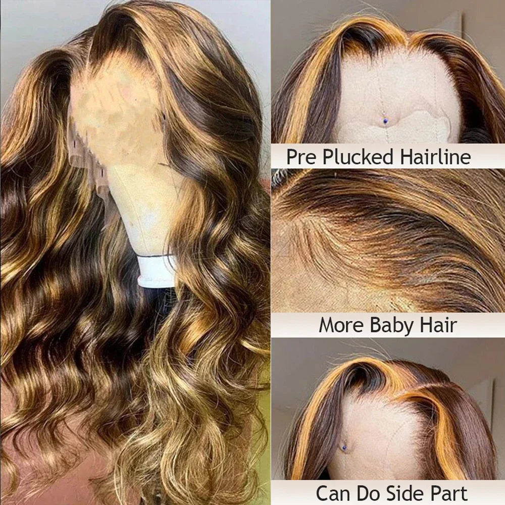 4/27 Honey Blonde Body Wave Hd Lace Frontal Wig 13x6 Wig Humain Hair 30 Inch Lace Front Wig Human Hair for Women Sale Clearance