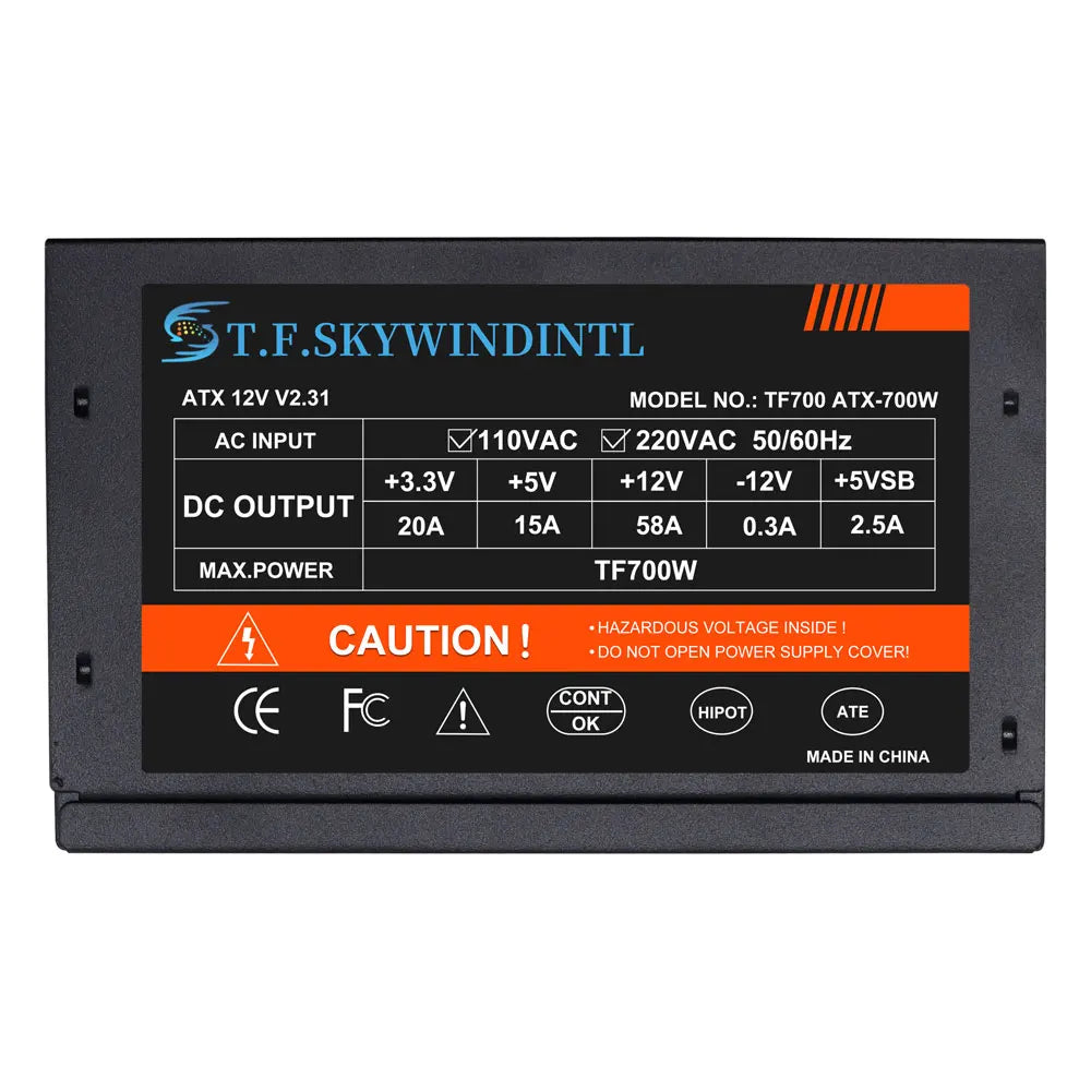 700W PC PSU Power Supply unit Black Gaming Quiet 120mm  Fan 24pin 12V ATX Desktop computer Power Supply for BTC