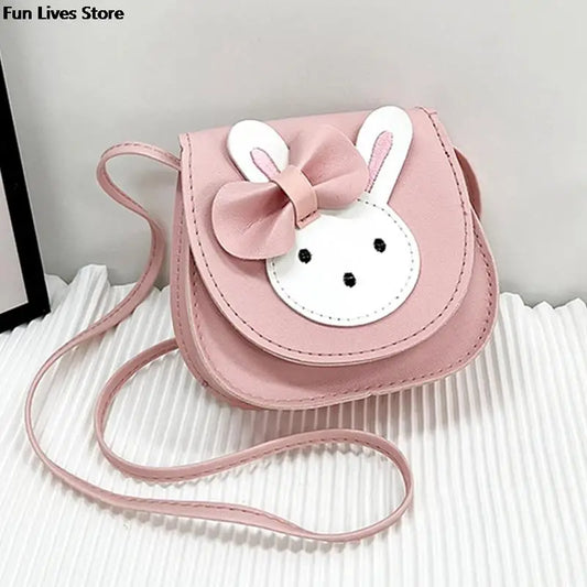 Princess Cute Rabbit Shoulder Purse Kids Mini Leather Bolso Lovely Animal Handbags Children Satchel Bag Girls Bunny Totes Bags