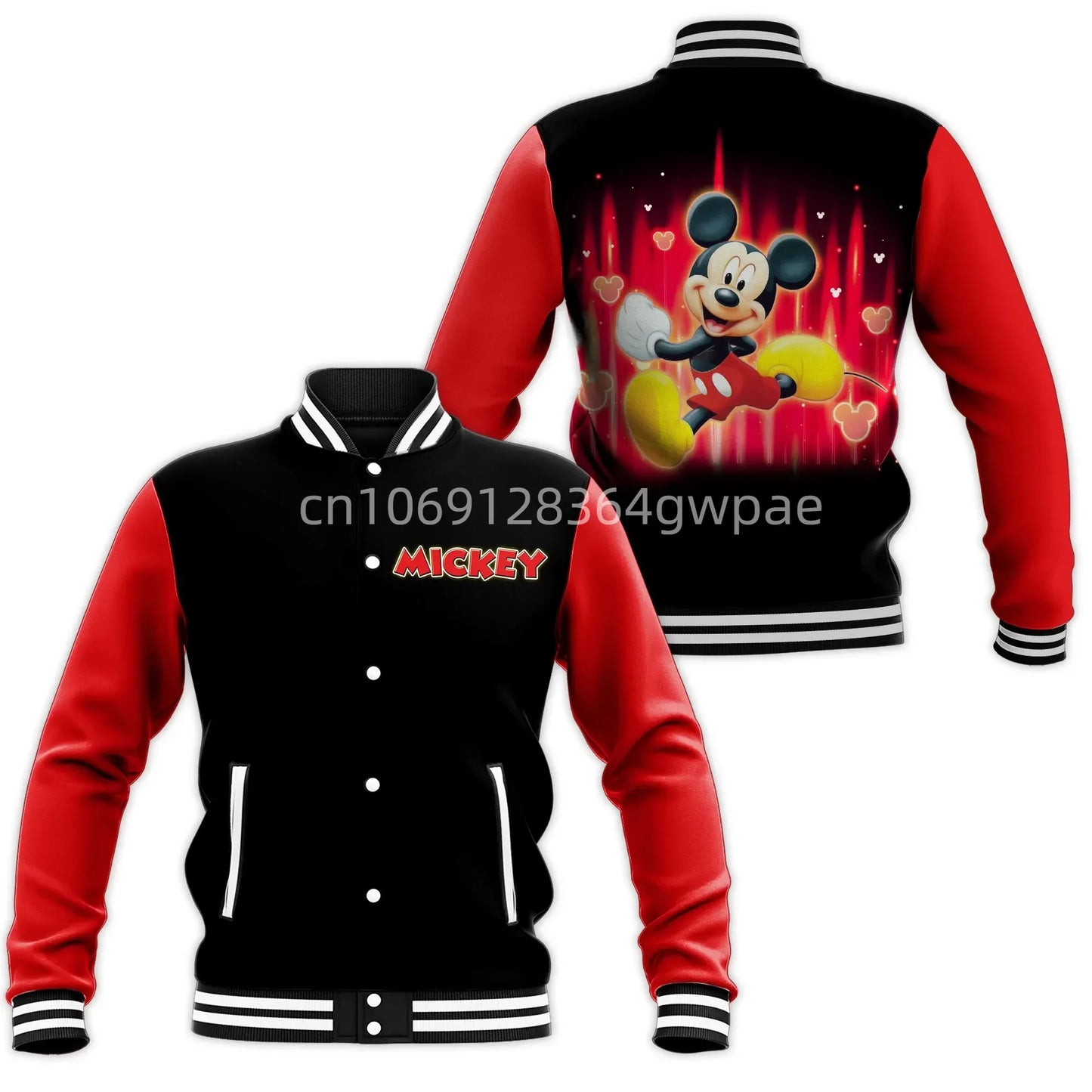 Disney Mickey Mouse We Are Never Too Old Baseball Jacket Men Women Casual Hip Hop Harajuku Jacket Streetwear Loose Varsity Coat