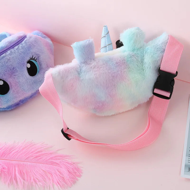 Children's Fanny Pack Cute Unicorn Toys Belt Gradient Color Chest Bag Cartoon Coin Purse Travel Chest Bag Girls Waist Bag