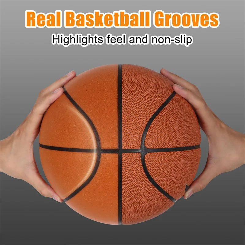 New Slient Basketball 2.0 Quiet Bouncing Ball Indoor PU Foam Bounce Basketball No Noise Squeezable Mute Ball With Groove Lines