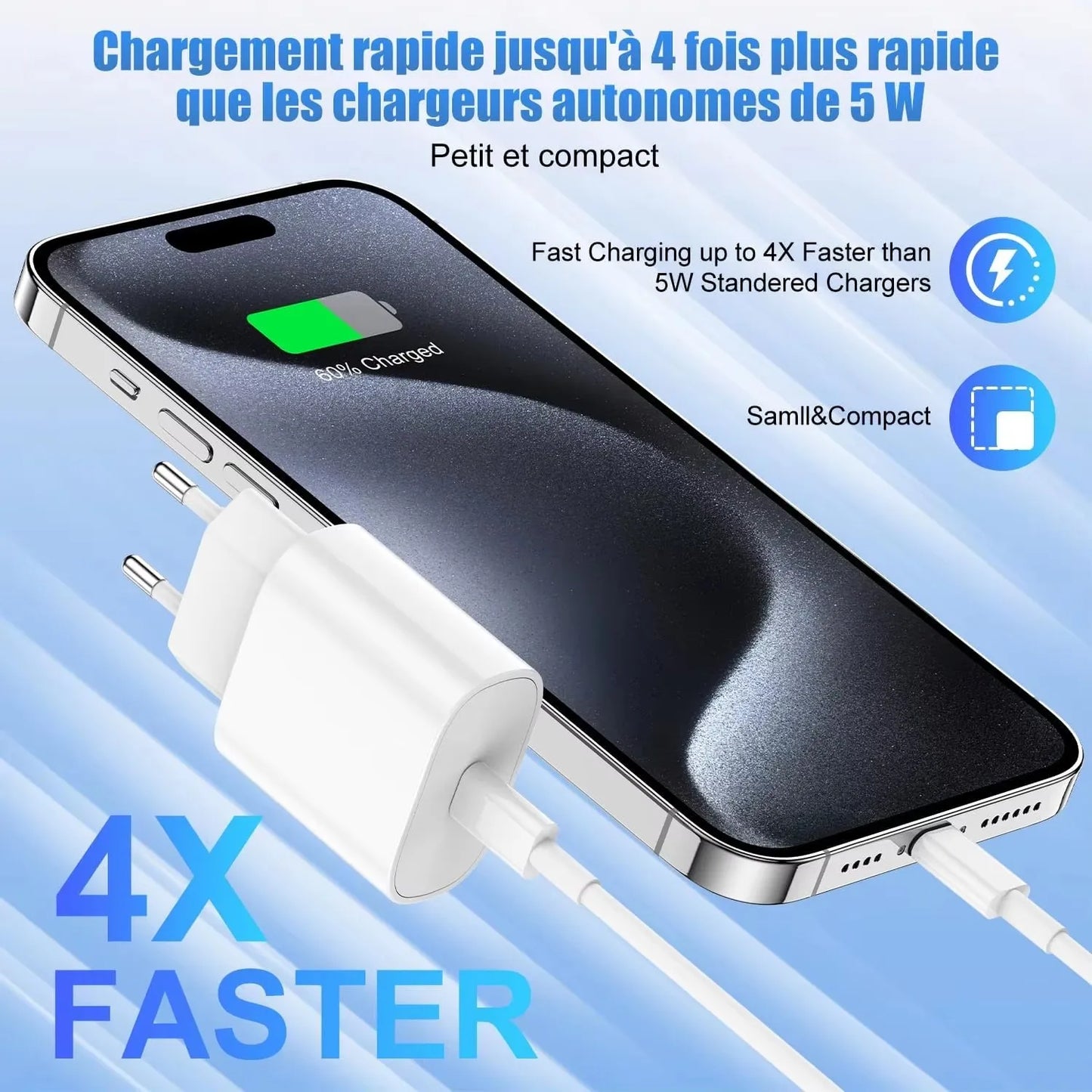 35W USB C PD Fast Wall Charger for iPhone 15 16 Pro Max 15 16 Plus Samsung Moto Huawei OPPO USB-C to Type-C Quick Charging Cable
